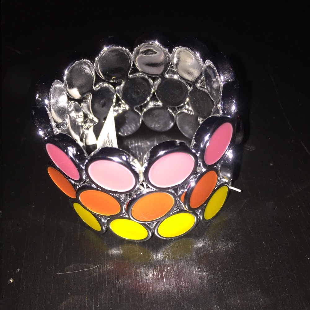 Pink yellow and orange elastic braclet